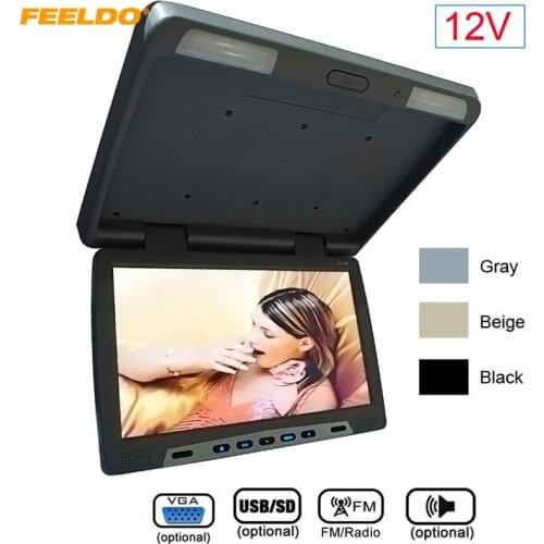 12V 15.6 Inch TFT LCD Car Monitor With VGA/USB SD/ IR Transmitter/ FM with Remote Control Car Styling Flip Down Monitors