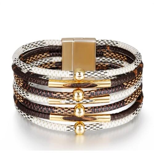 ZG bracelet ladies metal charm leather bracelet multilayer leather bracelet ladies bracelet jewelry