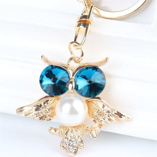 Lovely Owl Bird Pendant Charm Rhinestone Crystal Purse Bag Keyring Key Chain Accessories Wedding Party Lover Gift