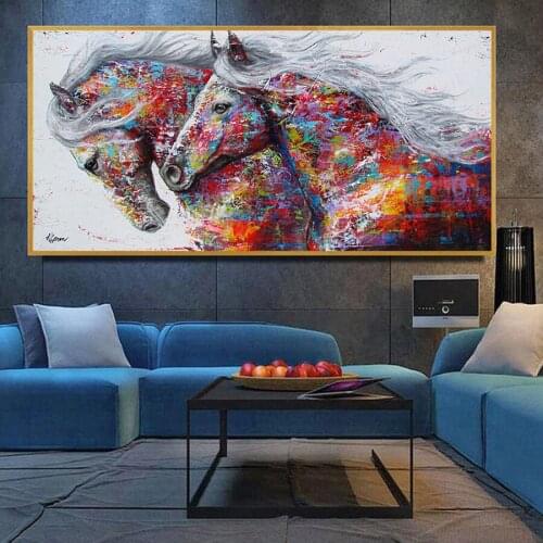 Color couple horse Large 5D DIY Diamond Painting Full Drill 3D animals Embroidery Sale Mosaic Needlework Home Decor Gift AA1605