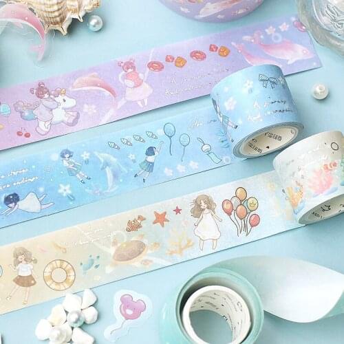 Dream Tour Series Kawaii Cartoon Decoration Washi Paper Masking Tape Creative DIY Scrapbooking Tape Stationary School Supplies