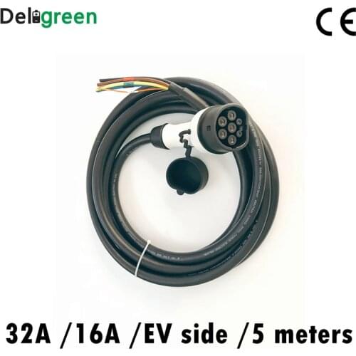 Duosida 32A EV charging cable IEC62196-2 Type2 female 415VAC plug 5 meters charging cable single phase for EV charging station