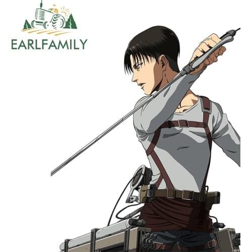 EARLFAMILY 13cm x 10.7cm For Attack on Titan Levi Ackerman Motorcycle Car Bumper Stickers Car Accessories Decal Waterproof Decor