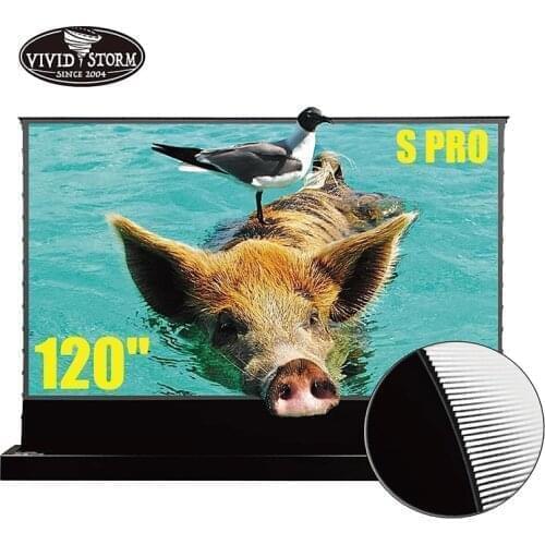 Free Shipping 120 Inch 16:9 Electric Tension Floor Screen For Ambient Light Rejecting Ultra Short Throw Laser 4k Projector