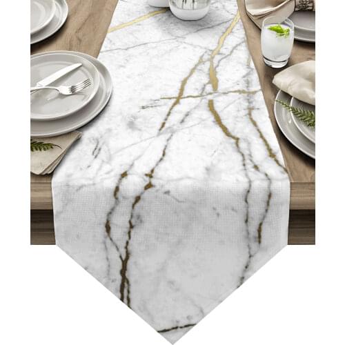 Natural Texture Marble Pattern Table Runner Wedding Table Decor Tablecloth And Placemat Kitchen Dinning Table Decoration