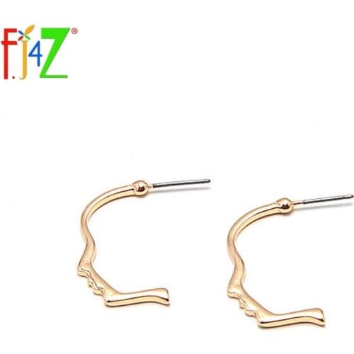 F.J4Z New Style Earrings Fashion Novel Simple Gold Color Alloy Women Face Earrings for Women Bijoux
