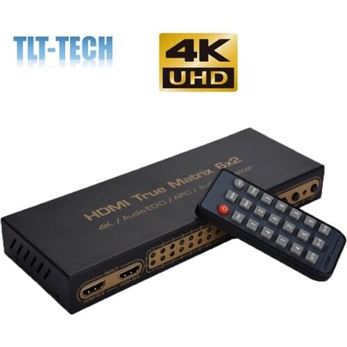 6 in 2 out HDMI matrix 4Kx2K support 3D 6x2 HD video switching optical fiber 5.1 picture-in-picture ARC