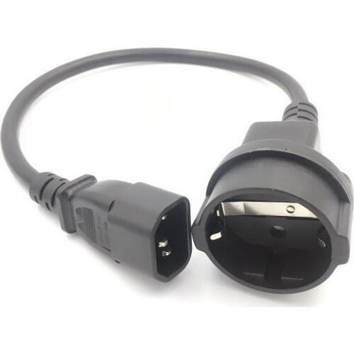 IEC 320 C14 Male Plug to European Female Socket Power Cord C14 to EU Schuko PDU UPS Cable 0.3m/0.9m/1.8m C14 Power Cord Cable
