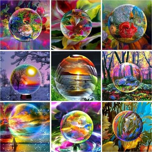 KAMY YI Landscape Sphere Beach Sunset Diamond Painting Cross Stitch Full Diamond Embroidered Mosaic 5D Diy Home Decoration
