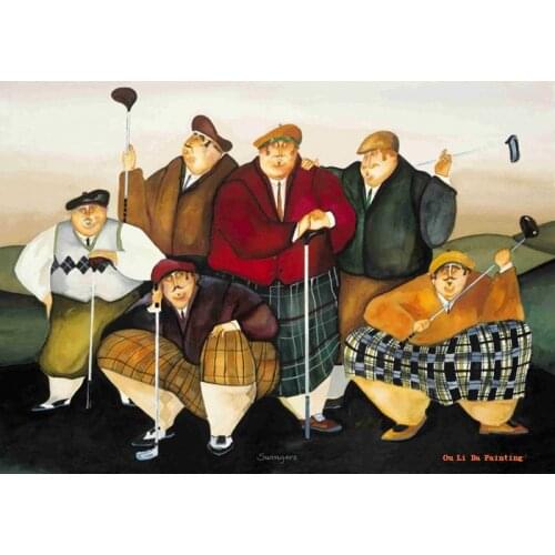 Free shipping cartoon figure Mr golf ball scenery oil painting canvas painting prints on canvas bar wall art decoration pictures