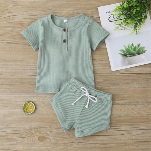 Baby Clothing Sets Newborn Summer Clothing Baby Girl Solid T-shirt Shorts Baby Girl Christmas Costume 0-2 Years