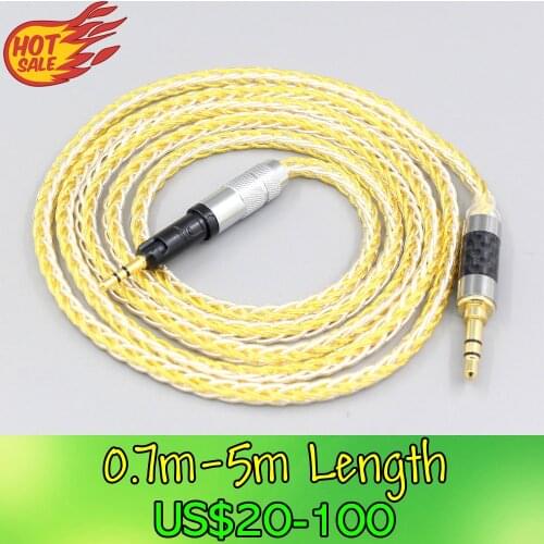 LN007282 8 Core Silver Gold Plated Braided Earphone Cable For Audio Technica ATH-M50x ATH-M40x ATH-M70x ATH-M60x