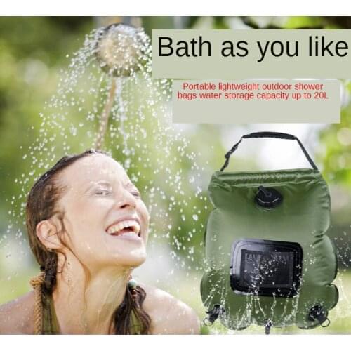 Water Bags 20L Outdoor Camping Hiking Solar Shower Bag Heating Camping Shower Climbing Hydration Bag Hose Switchable Shower Head