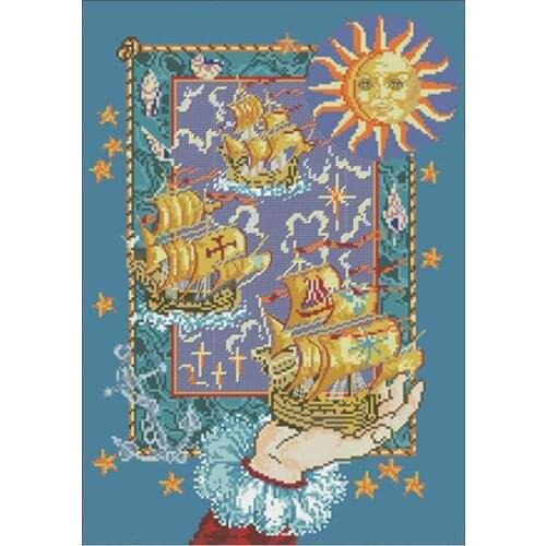 Sea boat scenery patterns counted 11CT 14CT 18CT Cross Stitch Set DIY Cross-stitch Kits Embroidery Needlework Home Decor