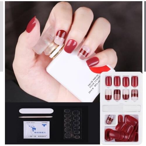 30Pcs/set Stripe Line Full Cover Tips False Nail Art Design Artificial Nails DIY Fashion Fake Nail Press On Short Tip