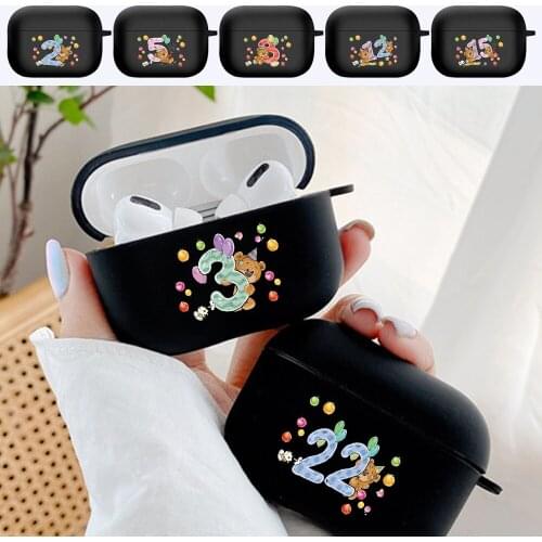 Earphone Case for AirPods Pro Cases Soft Silicone PC Bear with Numbers Pattern Protective Cover for Apple AirPod Pro3