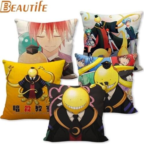 Custom Assassination Classroom Anime Pillowcase 45X45cm Wedding Decorative Eco-Friendly Cotton Linen Fabric Pillow Case