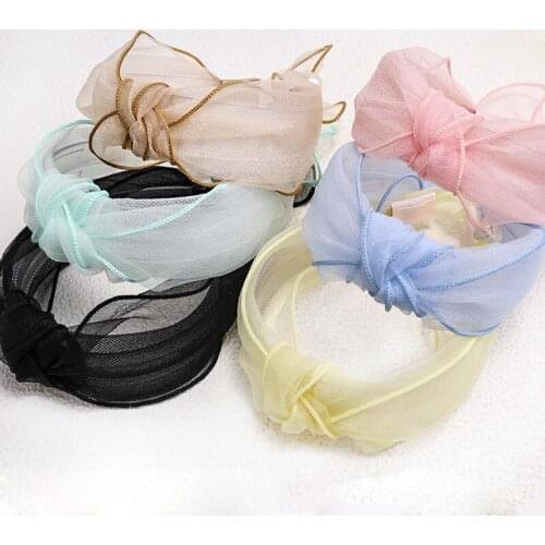 New Fashion Gauze Hair Hoop Pearl Headband Headwear Boutiue Korean Hairband Hair Accessories