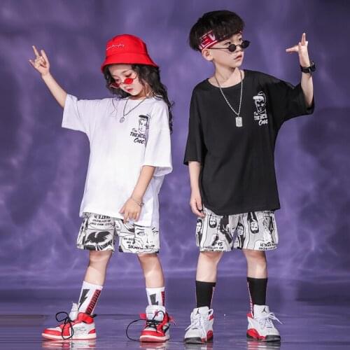 ChildrenS Hip-Hop Dance Clothes For Boys Hiphop Clothes Summer Street Dance Wear Girls Jazz Dance Costumes Rave Clothes SL2851