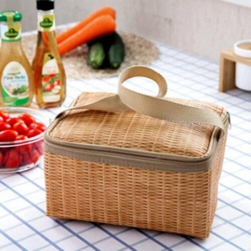 Wicker Outdoor Picnic Portable Basket Household Handle Waterproof Keep Warm Picnic Wicker Basket Woven Basket