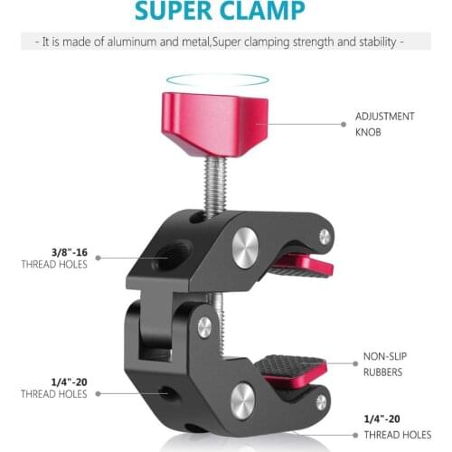 Super Clamp Crab Pliers Clip for DSLR Rig Cameras/Umbrellas/Cross Bars/Music Cameras/Umbrellas/Cross Bars/Music Stand etc, Open