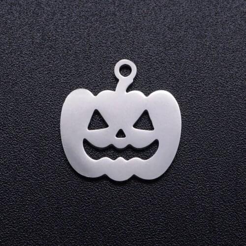 10pcs Polished Real Stainless Steel Pumpkin Charms Pumpkin Pendant for DIY Halloween Necklace Bracelet Jewelry Making