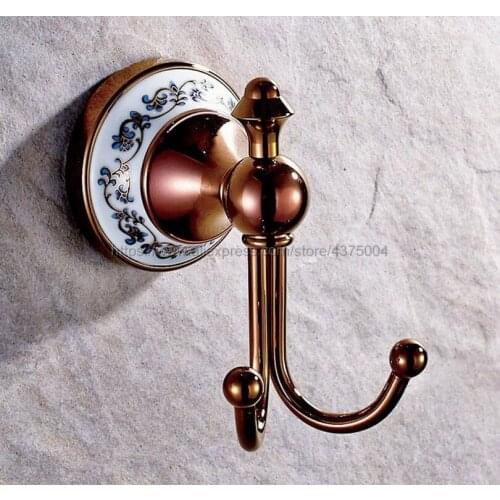 Polished Rose Gold Robe Hooks Brass Coat Hook Hanger Base Towel Hanger Bathroom Hardware Robe Hook Nba384