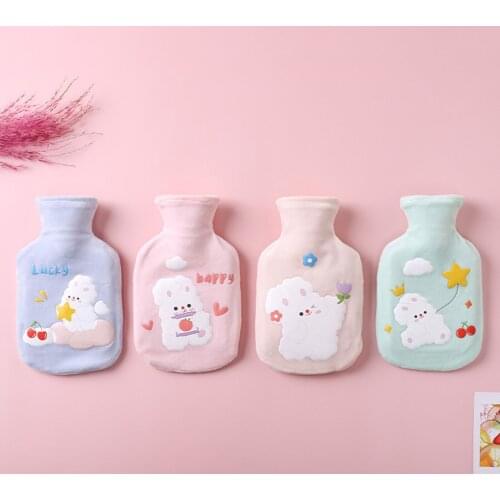 Portable Mini Cute Printing Winter Plush Hand warmer Silicone Hot Water bottle bag Christmas 2021 NewYear gift for girls belly