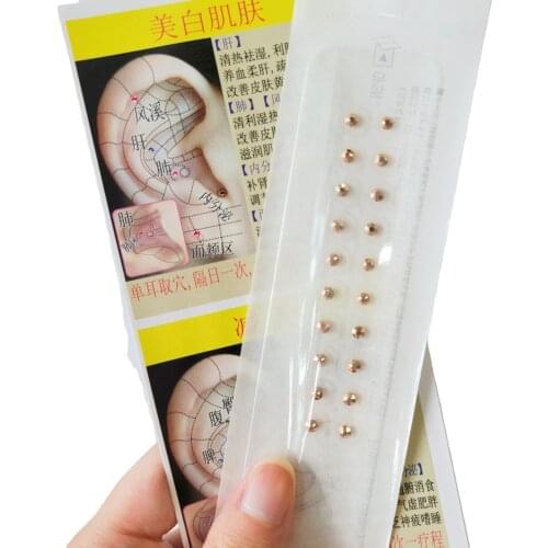 Weight-loss Rose Gold Crystal Gem Stone 24k Gold Plated Bead Clear Tape Auricular Sticker Ear SEEDS Ear Acupuncture Seedss