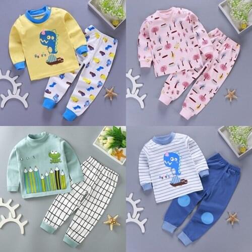 6-24M Cartoon Kids Pajama Sets Cotton Newborn Baby Long Sleeve Clothing Set Toddler Pyjamas Set Baby Girls Boys Sleep Wear 2pcs