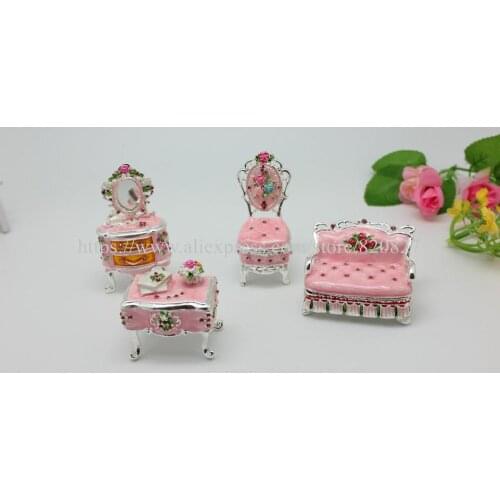 Pink Miniature Antique Chair Jewelry Trinket Box Bejeweled Chinese Chair Shaped Decorative Wedding Gift
