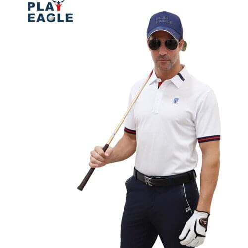 PLAYEAGLE 2020 Golf Polo Shirts Summer White Color Golf Clothing Short Sleeve Leisure Golf Wear Quick-drying Breathable T shirt