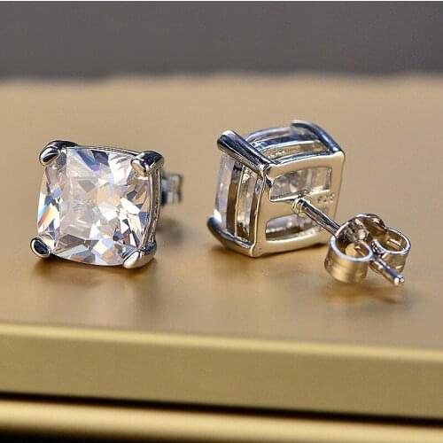 Solid 18K White Gold 0.5CT 5mm DF Color Lab Diamond Moissanite Earrings for Women Wedding Anniversary Earrings