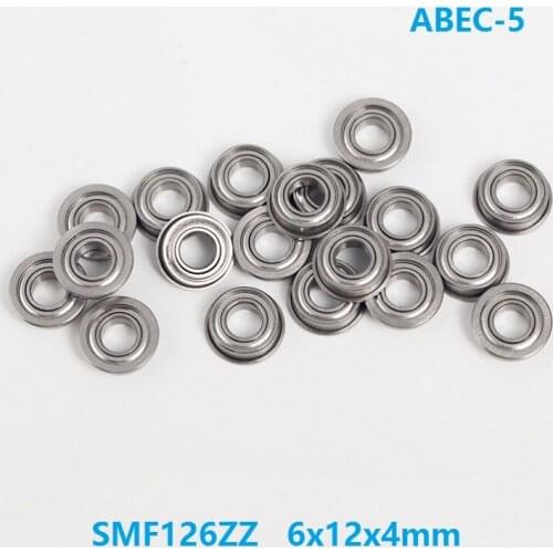 50pcs SMF126ZZ S MF126ZZ ABEC-5 6x12x4 mm Stainless Steel SUS440C Flange Deep Groove Ball bearing shielded 6*12*4mm MF126 ZZ Z