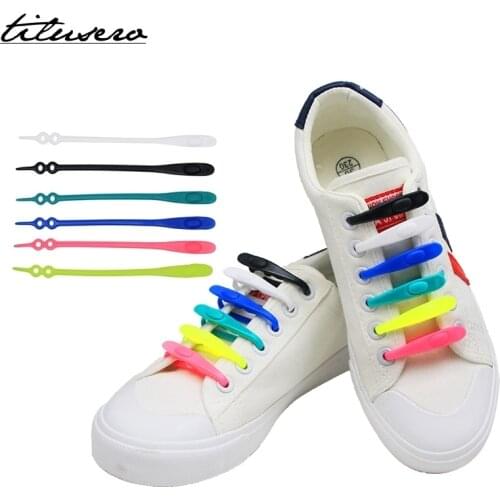 2019 New Shoelaces 14pcs/pack Elastic Silicone No Tie Shoelaces Elastic Shoe Laces Lock Lace For Adults/Kids F048