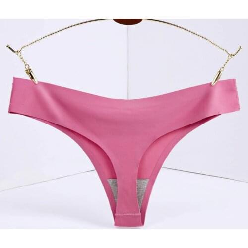4XL Large Size Ice Silk Seamless Women G-String Low Waist Solid Lady Thongs Soft Plus T-Back Underwear Smooth Panties