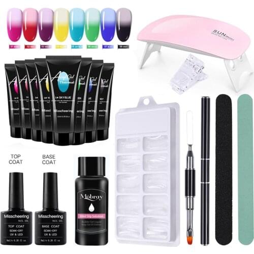 Temperature Change Poly Nail Gel Kits All for manicure UV Gel Polish Extension Sets Acrylic Builder Gel Nails Base and Top Coat