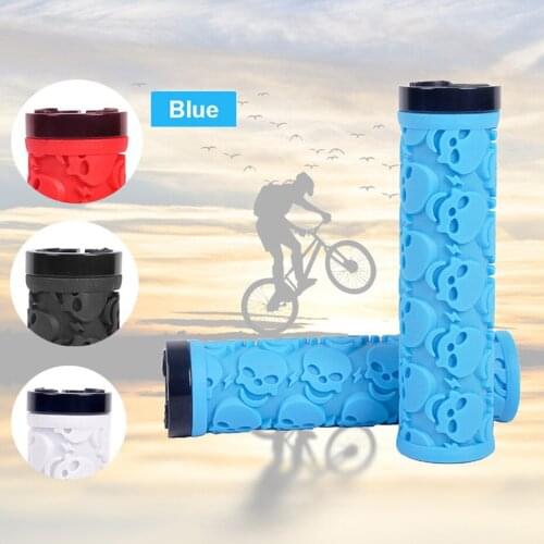 MTB Bicycle Grips Rubber Antislip Handle Grip Road Bike Handlebar Grips Skull Cycling Handlebar Cover Lock on Grips Accessories