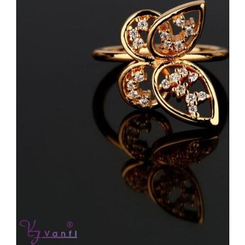 Top Quality Animal Jewelry Micro Pave Rose Golden Butterfly Rings Party Women Accessories