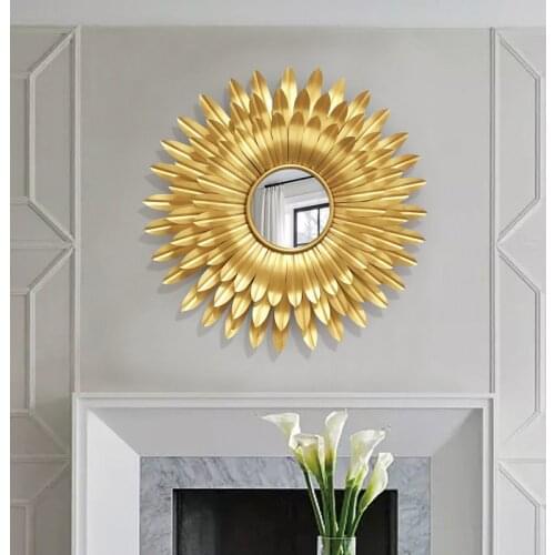 Iron Crafts Creative Wall Hanging Nordic Style Living Room Sofa Background Wall Decoration Porch Decoration Gold Mirror