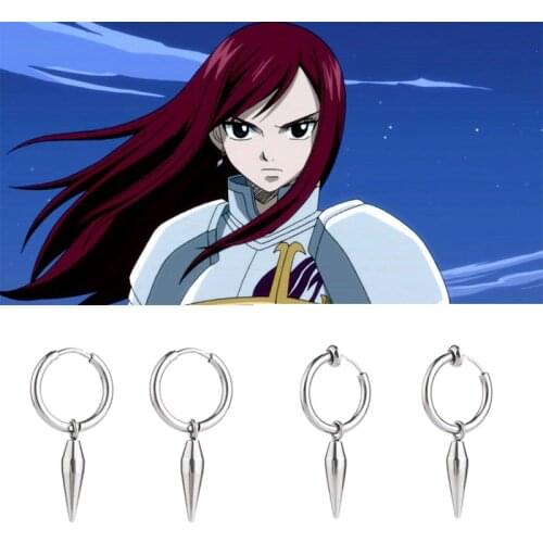 Fairy Tail Erza Stud Earrings Men Women High Quality Earrings Cartoon Anime Alloy Eardrop Ear Clip Ear Studs Cosplay Gifts
