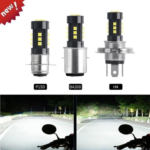 1X Highbright Motorcycle Led H4 Hi/Lo Headlight BA20D P15D 3030 SMD For Car Led Fog Lights Electric Vehicles Head Bulb 12V Diode