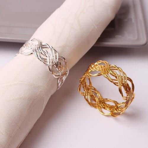 10PCS/Metal gold and silver woven napkin ring table decoration refers to the family holiday party hotel wedding banquet jewelry