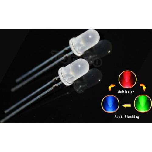100PCS/LOT 5MM Matte RGB LED Round 5mm LEDs / Flashing LEDs / FAST FLASH / LONG LEGS
