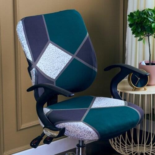 2pcs/set Universal Elastic Spandex Fabric Split Chair Back Cover+Seat Cover Anti-dirty Office Computer Chair Cover Stretch
