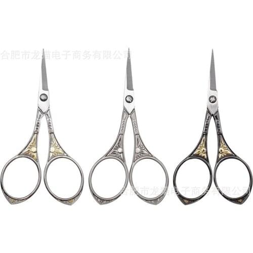 2pcs lot Stainless steel sunflower pattern home retro craft paper-cut scissors special pointed small scissors handmade vintage