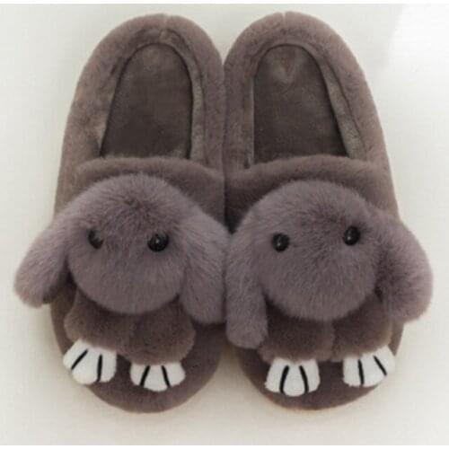 2017 Winter New Style Dead Rabbit Lovers Cloth Slippers Slip Non-slip Warm Cartoon Home Cotton Slippers Furry Shoes Daily Rabbit