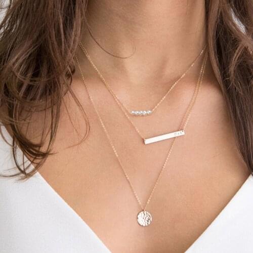 JUJIE Fashion 3pcs Multilayer Pendant Necklace 316L Stainless Steel Necklaces For Women 2021 Jewelry Wholesale/Dropshipping