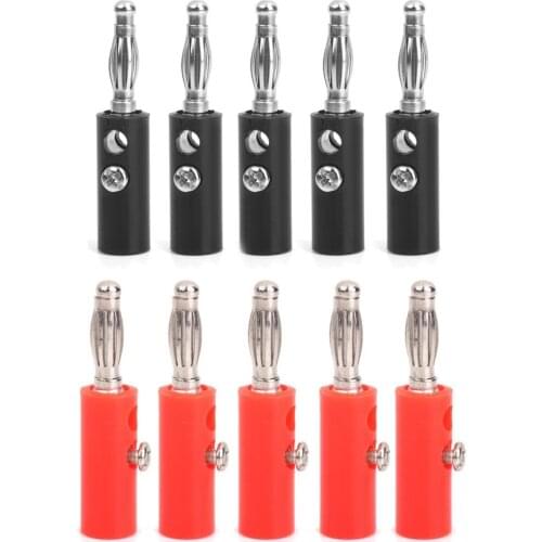 4mm Insulated Banana Plugs Connectors Jack New 10pcs Red + Black