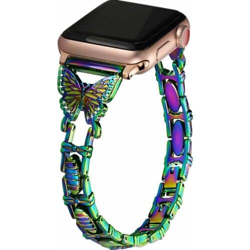 Watch Strap For Apple Watch SE Band Series 6 44mm 40mm Rhinestone Stainless Steel Link Bracelet For Apple Watch 5 Band 42mm 38mm